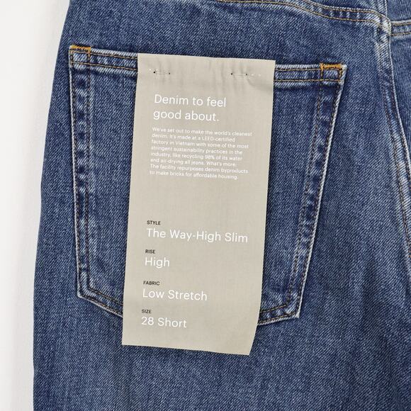 NWT Everlane The Way-High Straight Leg Slim Jean In Medium Indigo Blue 28 Short - Picture 8 of 11